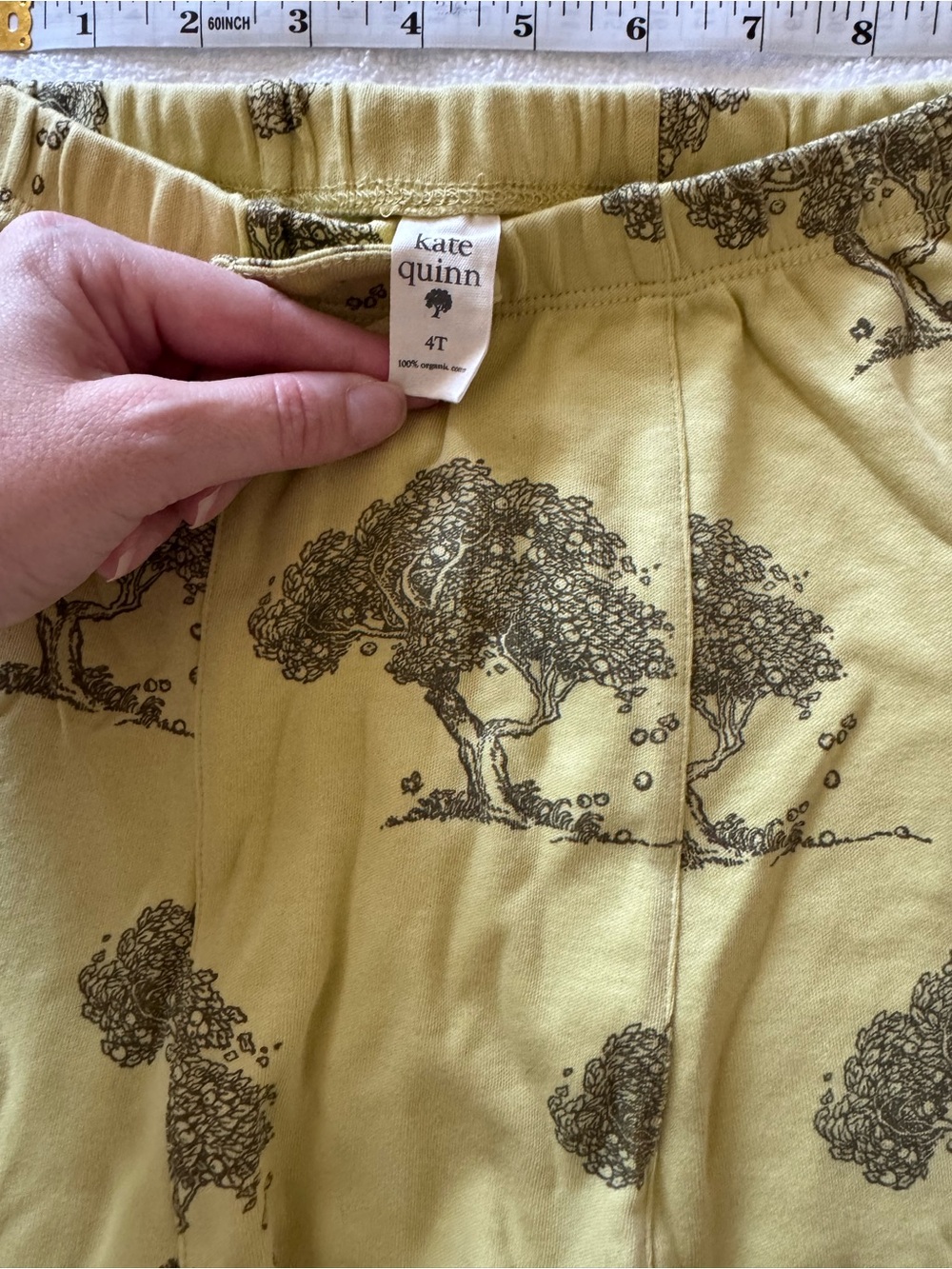 kate quinn Yellow Leggings with Brown Tree Print